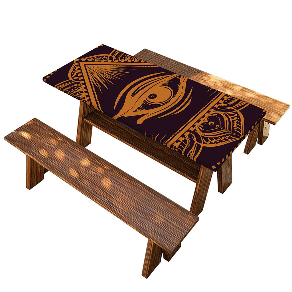 Eye of Providence Mandala Print Picnic Table Cover