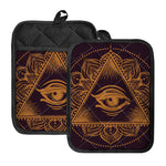 Eye of Providence Mandala Print Pot Holders With Pocket