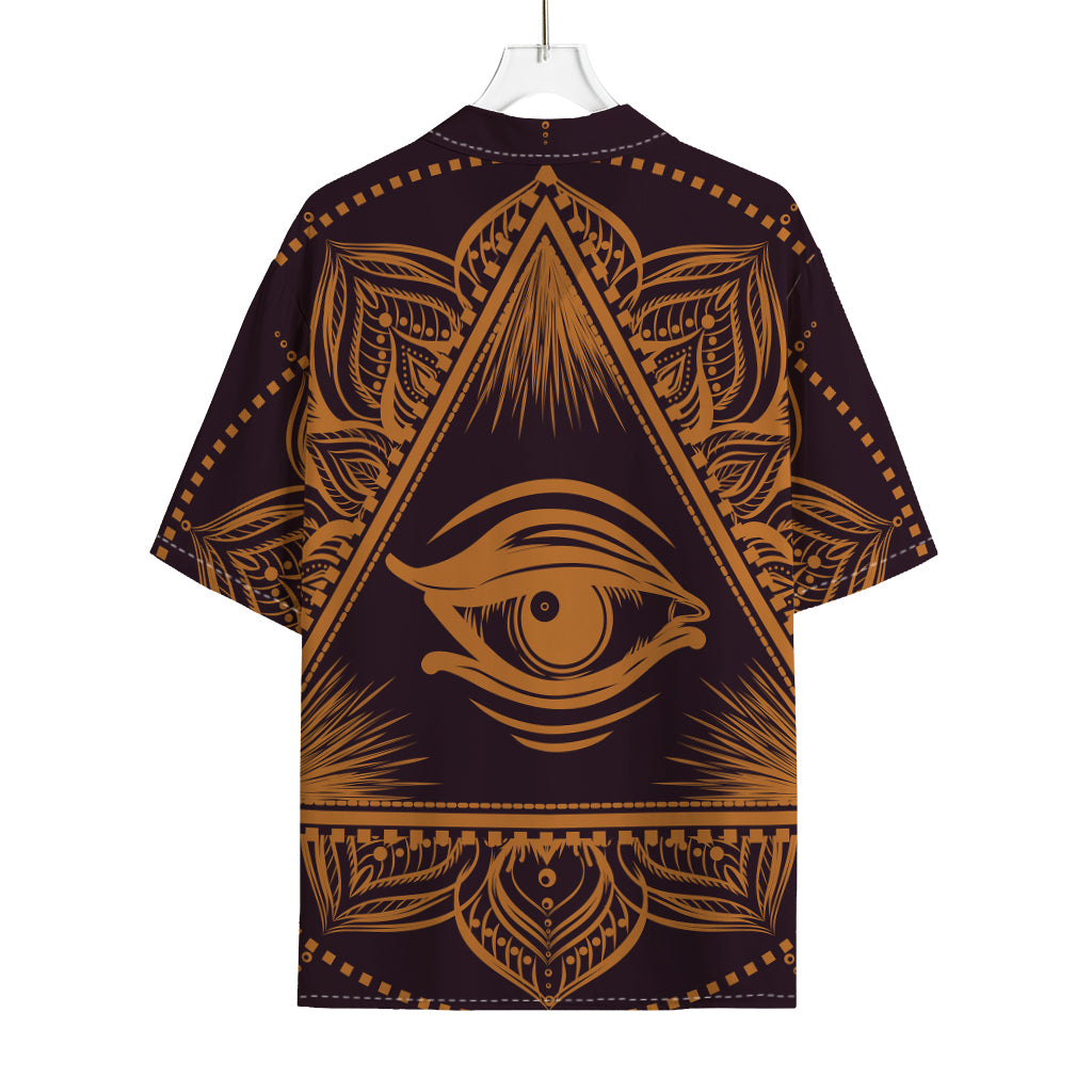 Eye of Providence Mandala Print Rayon Hawaiian Shirt