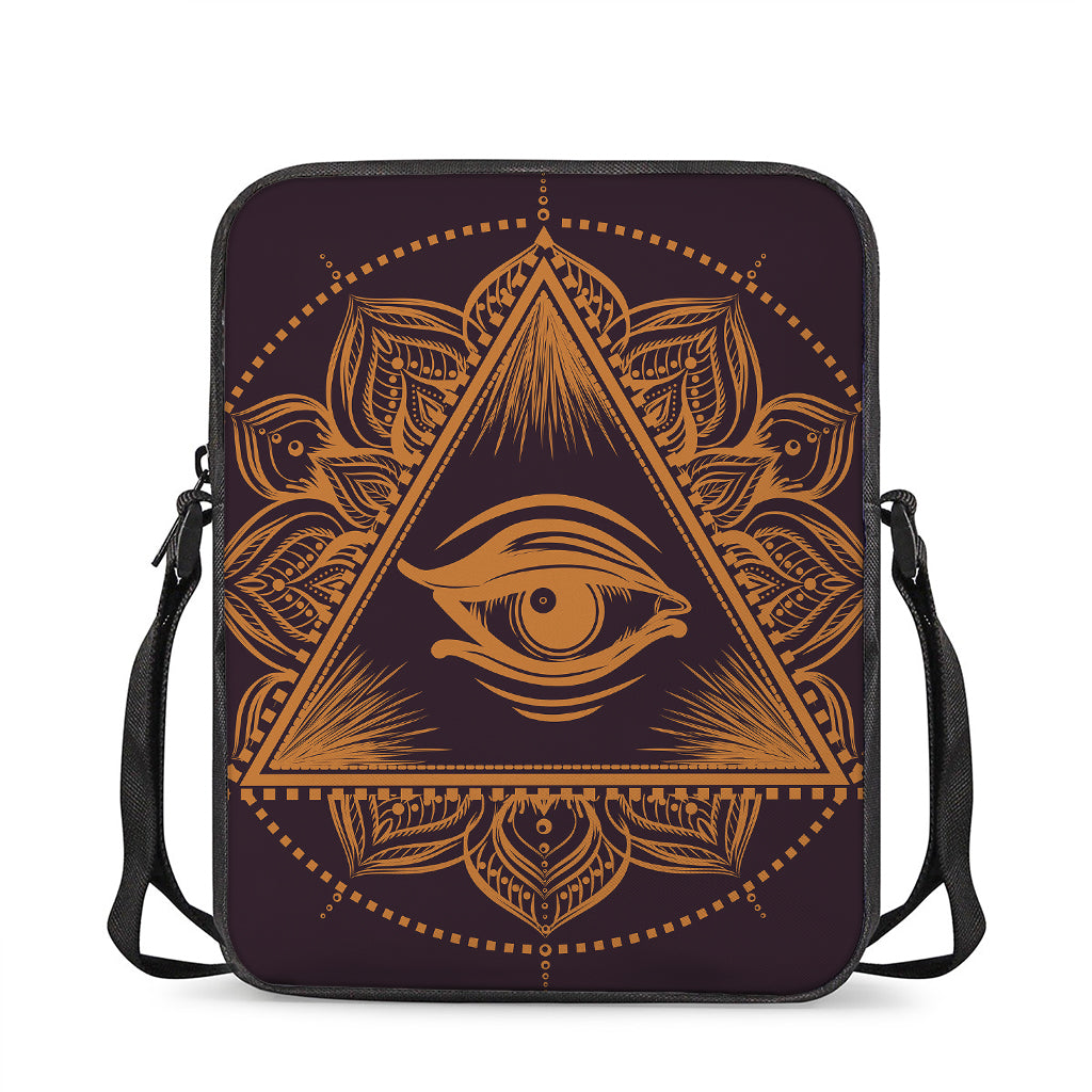 Eye of Providence Mandala Print Rectangular Crossbody Bag