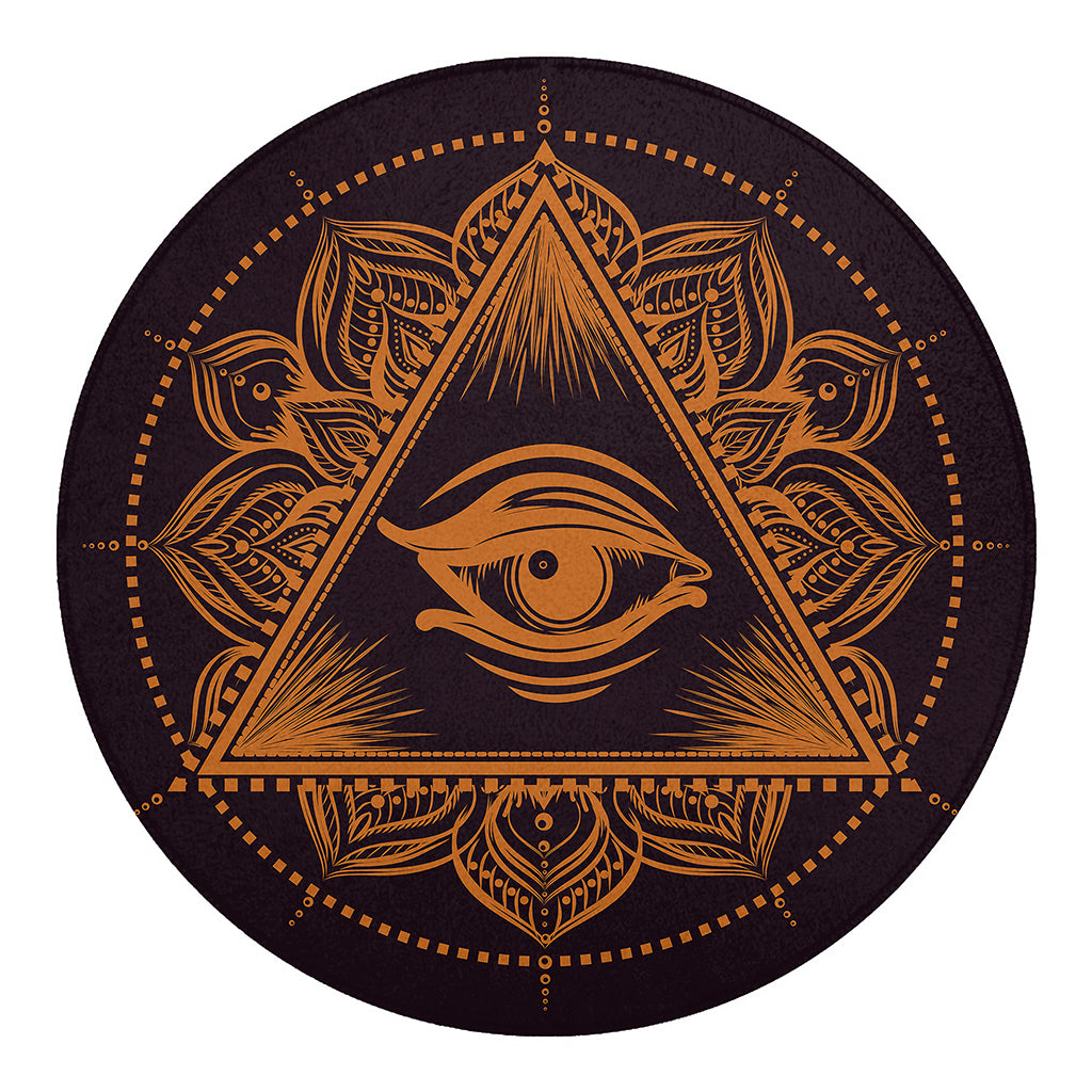 Eye of Providence Mandala Print Round Blanket