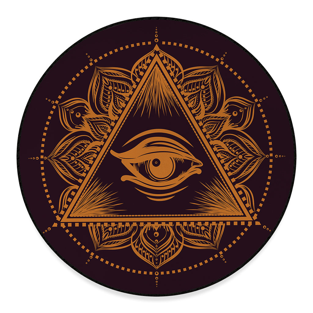 Eye of Providence Mandala Print Round Floor Mat