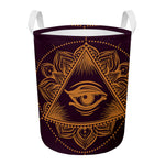 Eye of Providence Mandala Print Round Laundry Basket