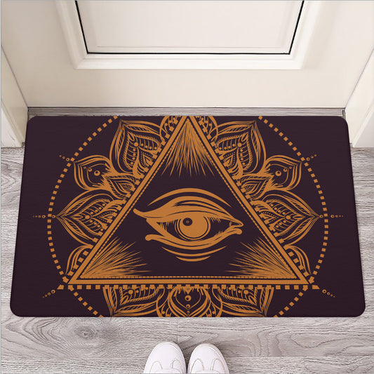 Eye of Providence Mandala Print Rubber Doormat