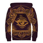 Eye of Providence Mandala Print Sherpa Lined Zip Up Hoodie