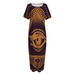 Eye of Providence Mandala Print Short Sleeve Long Nightdress