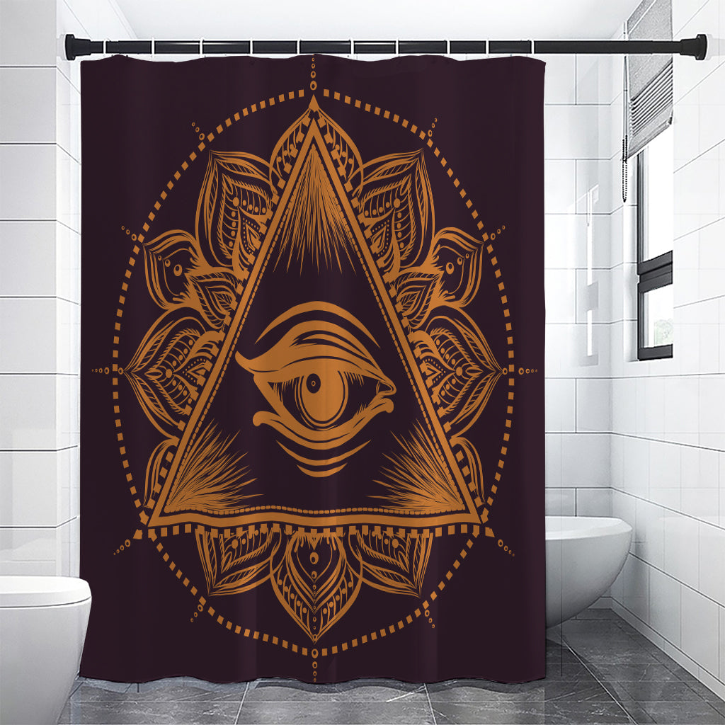 Eye of Providence Mandala Print Shower Curtain