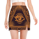 Eye of Providence Mandala Print Side Slit Mini Skirt