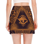 Eye of Providence Mandala Print Side Slit Mini Skirt