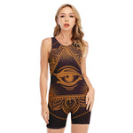 Eye of Providence Mandala Print Sleeveless One Piece Swimsuit