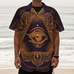 Eye of Providence Mandala Print Textured Short Sleeve Shirt