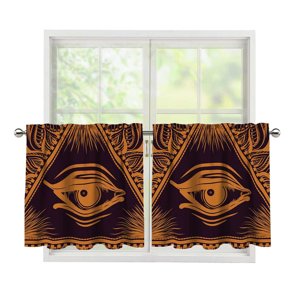 Eye of Providence Mandala Print Tier Curtains