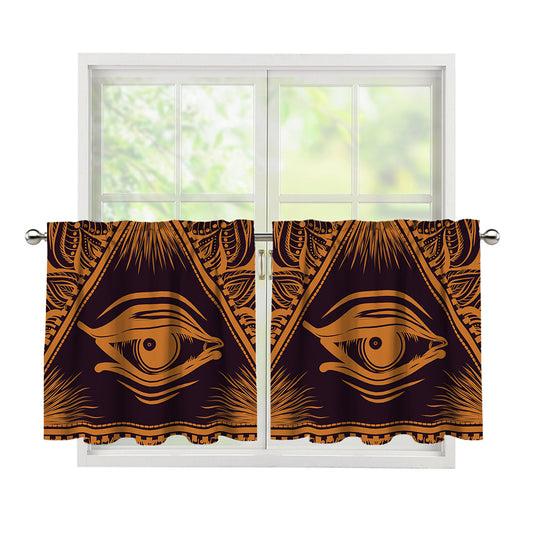 Eye of Providence Mandala Print Tier Curtains