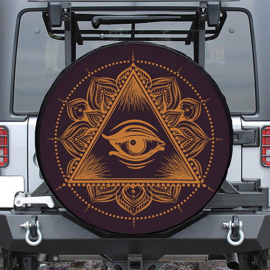 Eye of Providence Mandala Print Tire Cover