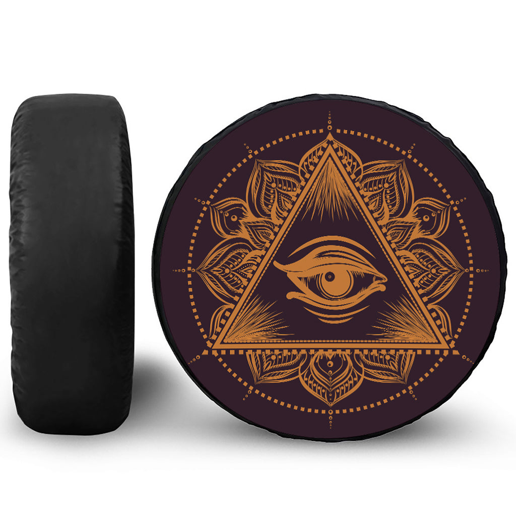 Eye of Providence Mandala Print Tire Cover