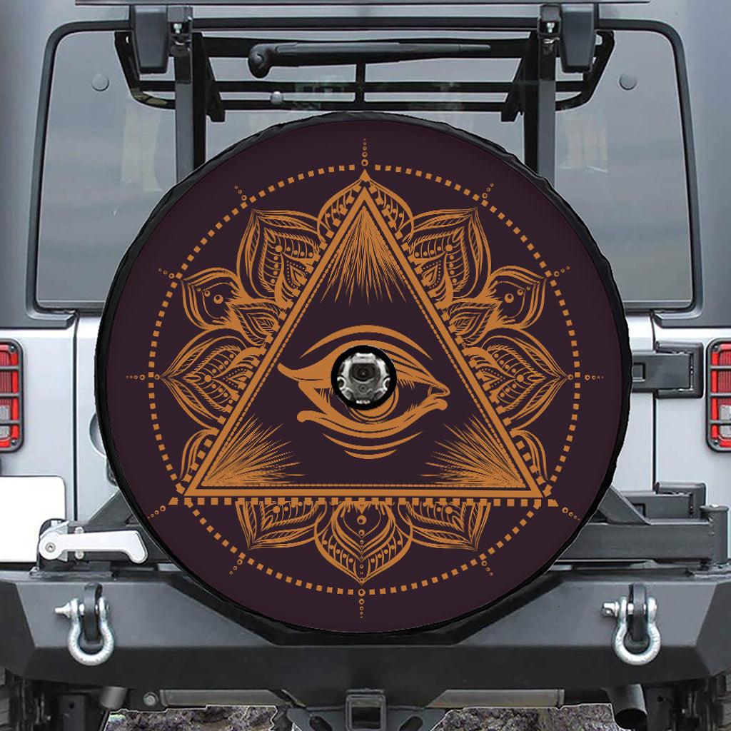 Eye of Providence Mandala Print Tire Cover With Camera Hole