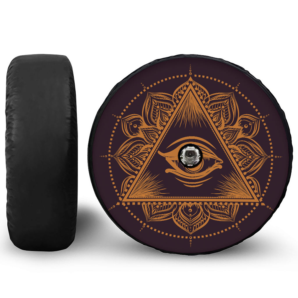 Eye of Providence Mandala Print Tire Cover With Camera Hole