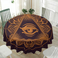 Eye of Providence Mandala Print Waterproof Round Tablecloth