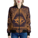 Eye of Providence Mandala Print Women's Bomber Jacket