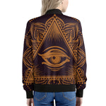 Eye of Providence Mandala Print Women's Bomber Jacket