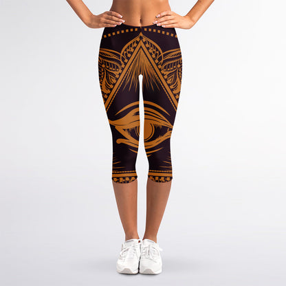 Eye of Providence Mandala Print Women's Capri Leggings