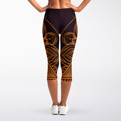 Eye of Providence Mandala Print Women's Capri Leggings