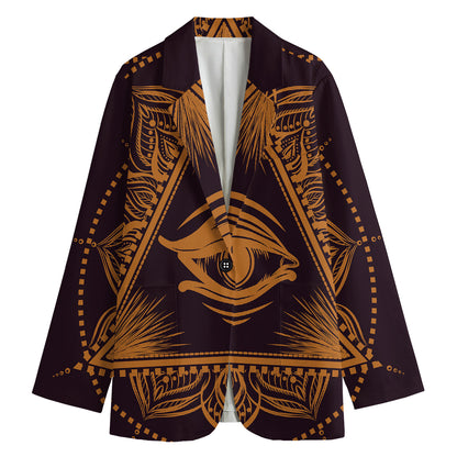 Eye of Providence Mandala Print Women's Cotton Blazer