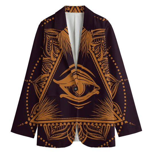 Eye of Providence Mandala Print Women's Cotton Blazer
