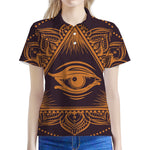 Eye of Providence Mandala Print Women's Polo Shirt