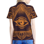 Eye of Providence Mandala Print Women's Polo Shirt