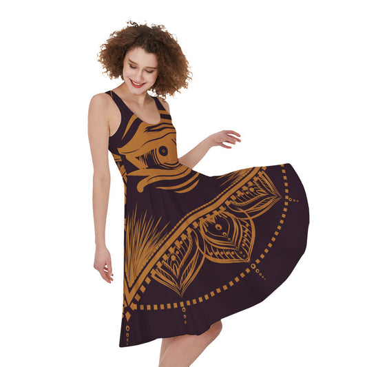 Eye of Providence Mandala Print Women's Sleeveless Dress