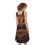 Eye of Providence Mandala Print Women's Sleeveless Dress