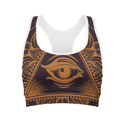 Eye of Providence Mandala Print Women's Sports Bra