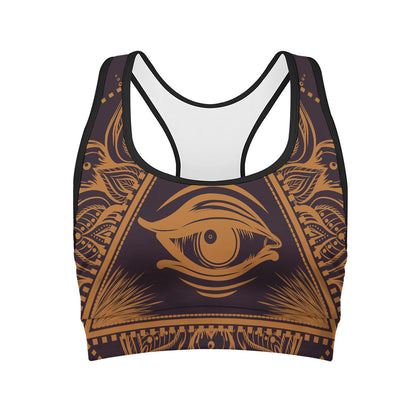 Eye of Providence Mandala Print Women's Sports Bra