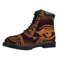 Eye of Providence Mandala Print Padded Collar Lace Up Boots