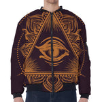 Eye of Providence Mandala Print Zip Sleeve Bomber Jacket