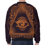 Eye of Providence Mandala Print Zip Sleeve Bomber Jacket