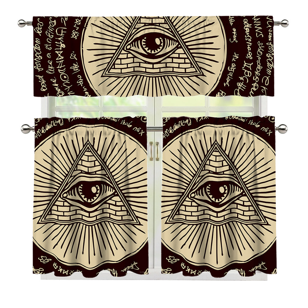 Eye of Providence Symbol Print 3 Piece Kitchen Curtains