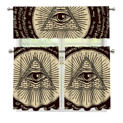 Eye of Providence Symbol Print 3 Piece Kitchen Curtains