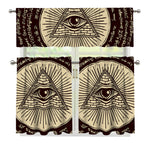 Eye of Providence Symbol Print 3 Piece Kitchen Curtains