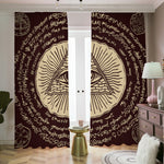 Eye of Providence Symbol Print Blackout Pencil Pleat Curtains