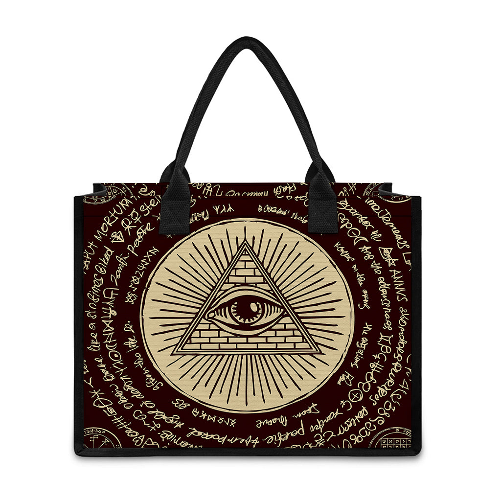 Eye of Providence Symbol Print Canvas Tote Bag