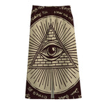 Eye of Providence Symbol Print Cotton Front Slit Maxi Skirt