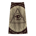 Eye of Providence Symbol Print Cotton Front Slit Maxi Skirt