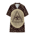 Eye of Providence Symbol Print Cotton Hawaiian Shirt