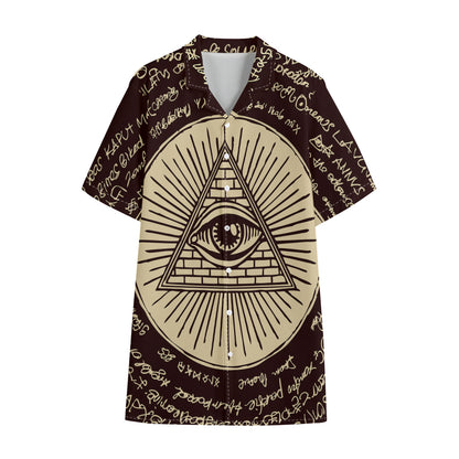 Eye of Providence Symbol Print Cotton Hawaiian Shirt