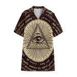 Eye of Providence Symbol Print Cotton Hawaiian Shirt