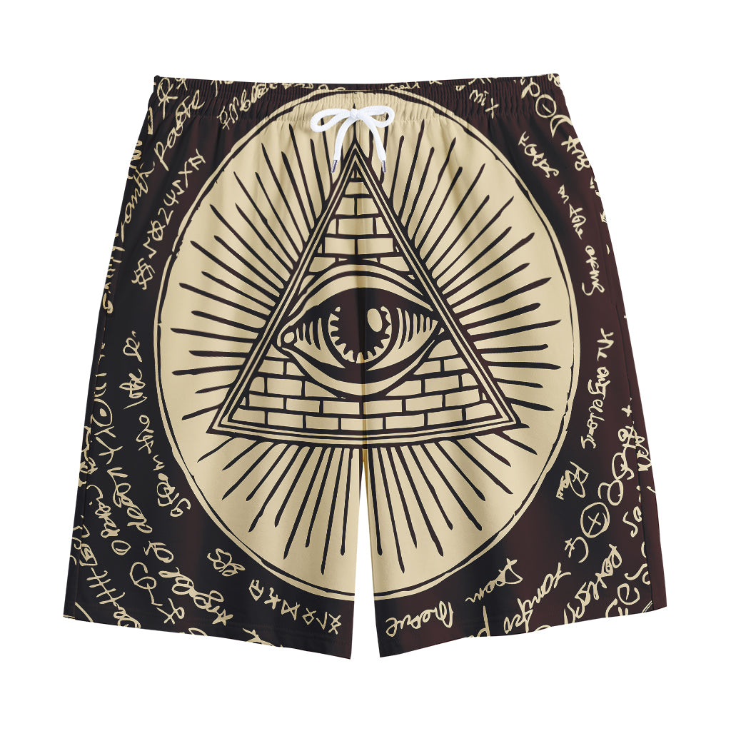 Eye of Providence Symbol Print Cotton Shorts
