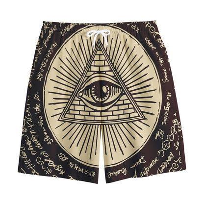 Eye of Providence Symbol Print Cotton Shorts