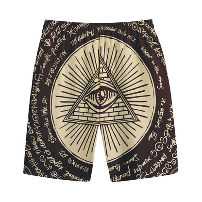 Eye of Providence Symbol Print Cotton Shorts